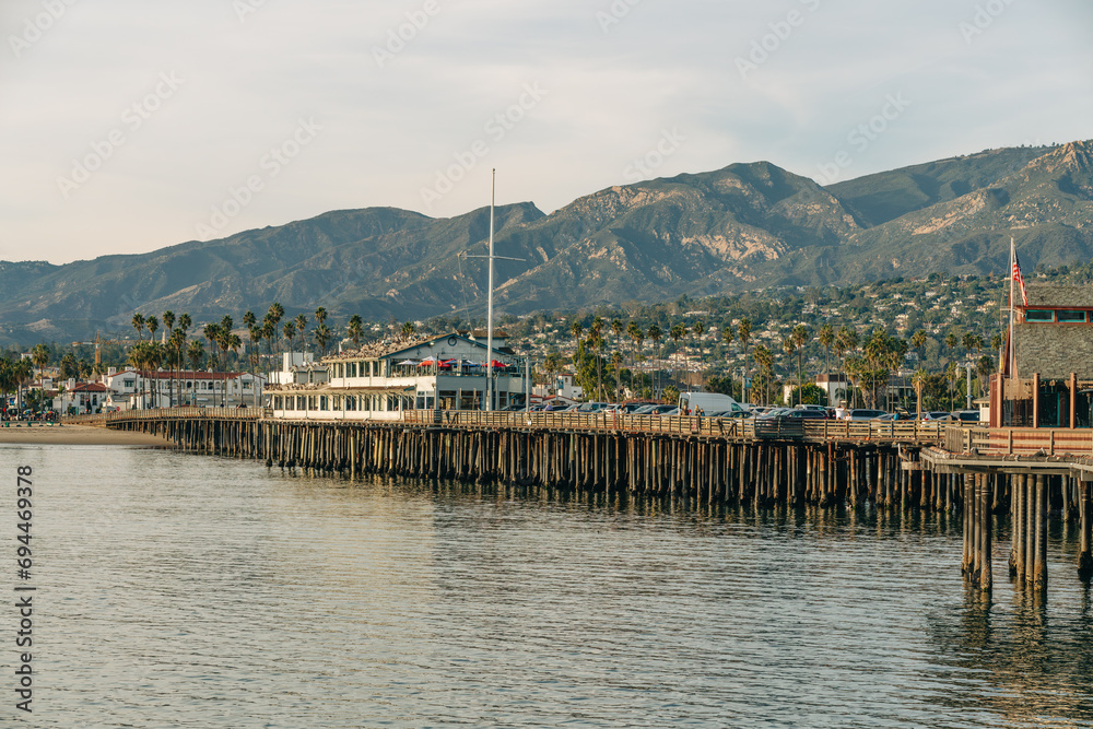 Stearns Wharf, a pier in the harbor in Santa Barbara.