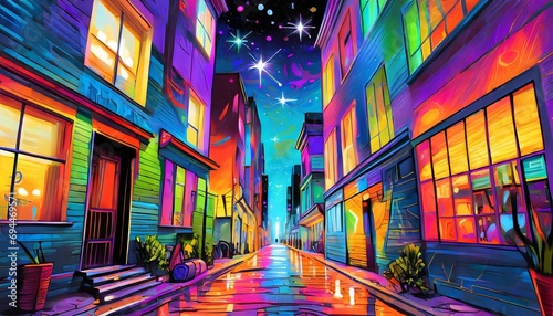 scenario of a street alley at night ai art photo