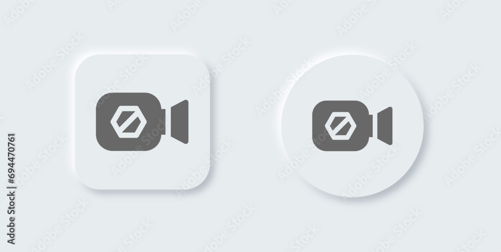 Block video solid icon in neomorphic design style. Protection signs vector illustration.