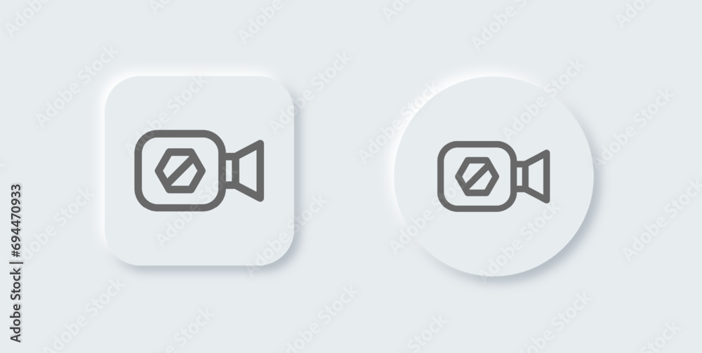 Block video line icon in neomorphic design style. Protection signs vector illustration. Block video line icon in neomorphic design style. Protection signs vector illustration.