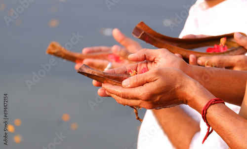 People perform Tarpan on the occasion Of Mahalaya in Kolkata