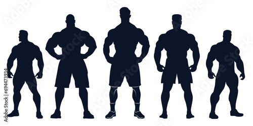 Bodybuilder or fitness gym black silhouettes vector art