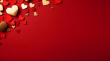 Love is in the Air: Red and Golden Hearts Radiate on a Passionate Valentine's Day Background