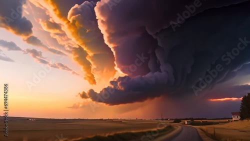 Sky sunset clouds landscape highway nature storm travel sun photo
