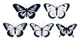 Black monochrome Butterfly Silhouettes Vector art
