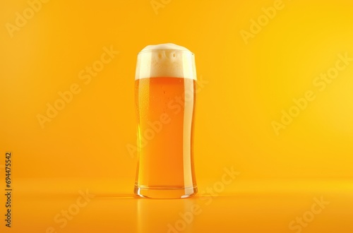 a glass of beer on an orange background