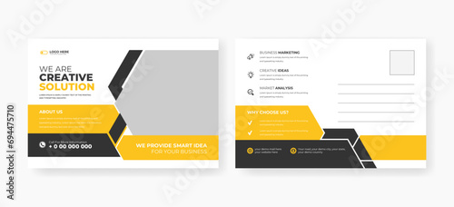 Corporate business postcard design template. minimal modern print-ready postcard design, 