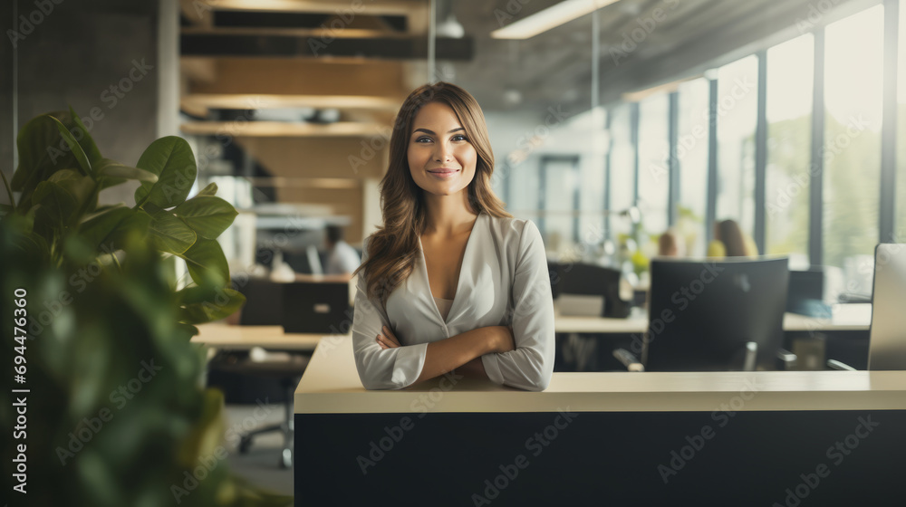 A photo of an female entrepreneur business woman in modern office A photo of an female entrepreneur business woman in modern office