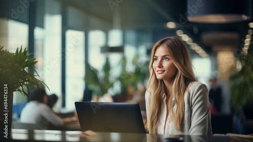 A photo of an female entrepreneur business woman in modern office