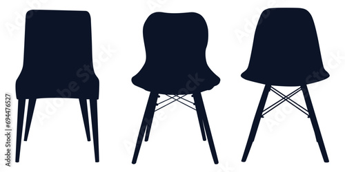 Office or Gaming Chair and Wooden Desk Chair silhouettes vector