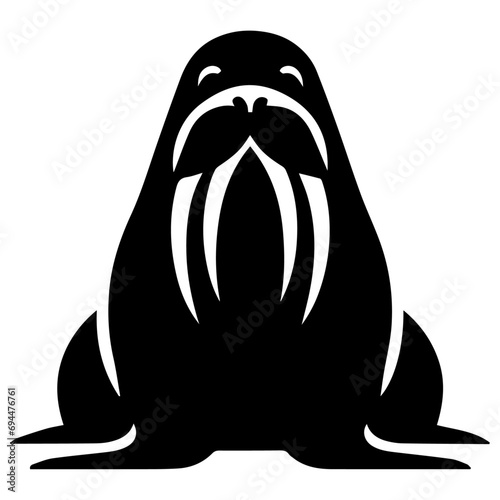 minimal walrus vector silhouette black color white background