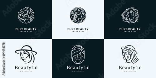 Set of beauty women logo with modern creative concept for company or business brand identity.