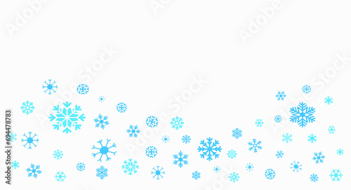 Snowflakes of different shapes on isolated white background. Background of the snowflakes