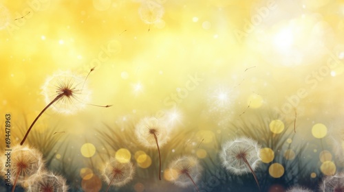 Dandelion down background to create an aesthetic background in a minimalist style. Fragile  light and beautiful nature background.