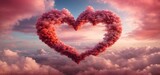 A whimsical and enchanting scene of a heart-shaped cloud, adorned with intricate details and shades of pink and red valentine Day