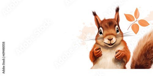 This charming squirrel shows approval with a thumbs-up in a wide banner, offering ample space for text or content. © B & G Media