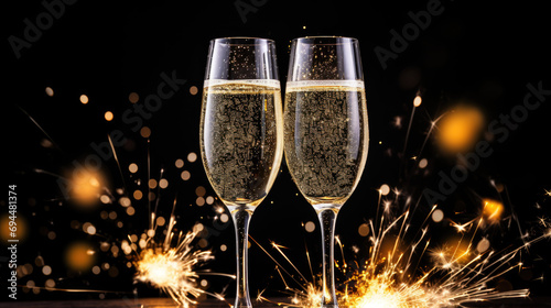 Festive Celebration with Champagne on New Year's
