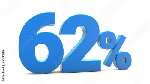 62 percentage sign isolated on transparent background. 62 percent off 3d. 62% png 3d. 3D rendering
