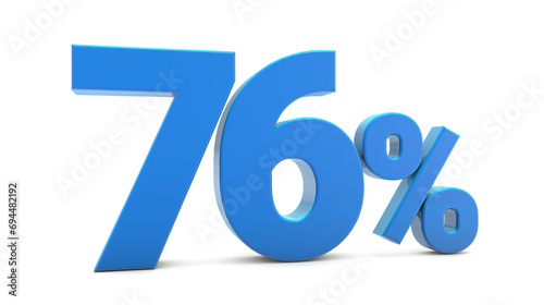 76 percentage sign isolated on transparent background. 76 percent off 3d. 76% png 3d. 3D rendering