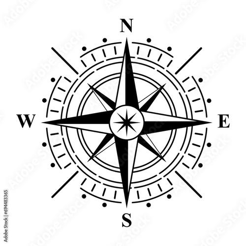 Kompass Rose Vektor mit vier Richtungen und deutscher Osten Bezeichnung Navigation Kompass Symbol f√ºr Marine Seefahrt  oder Trekking Navigation.eps