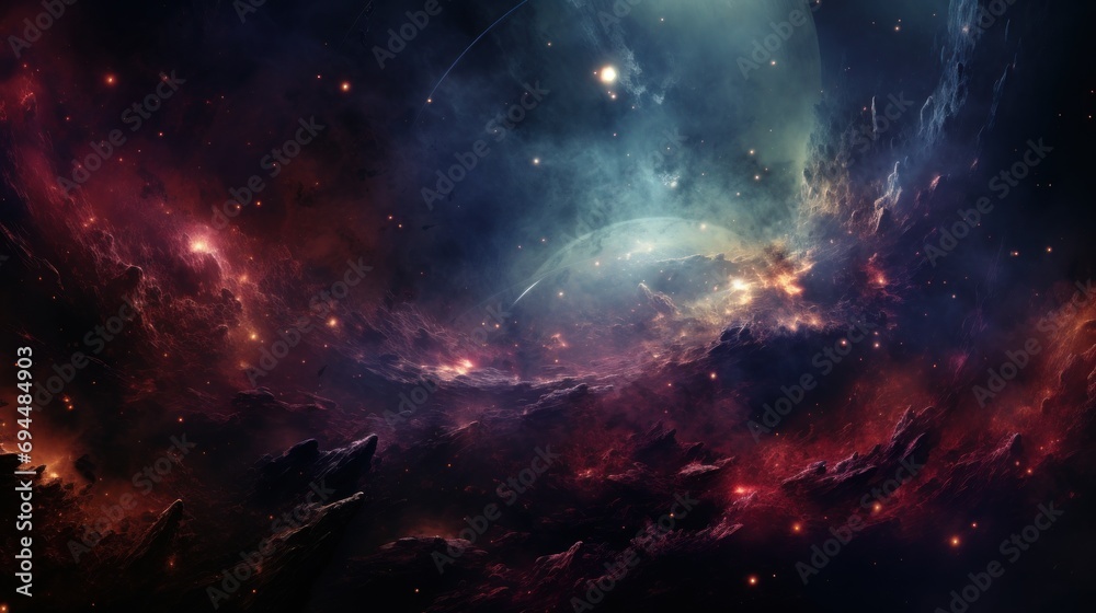 Fototapeta premium an image of a space scene with a lot of stars and a bright star in the center of the image.