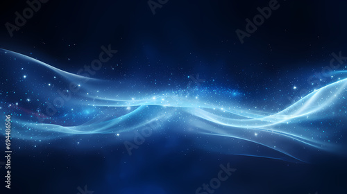 blue and white transparent energy wave abstract art, bright light wave