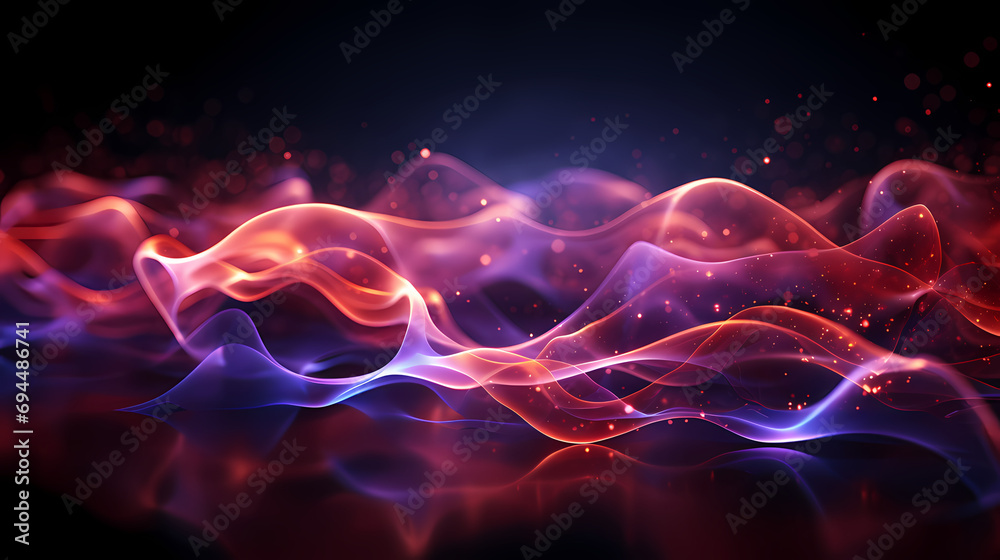 Fototapeta premium red and purple transparent energy wave abstract art, bright light wave