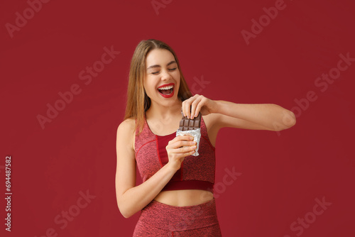 Young woman with sweet choc...