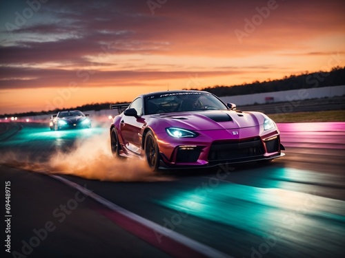 Dusk Drift Symphony: Capturing the Elegance of High-Speed Drifting at Sunset