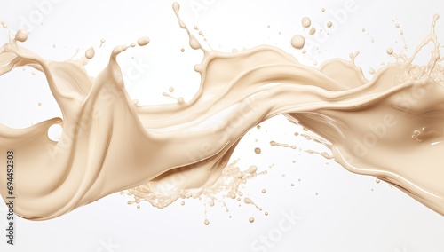 Milk Splash with Clipping Path. Liquid Movement in Fresh Milk and Cream Drinks. photo