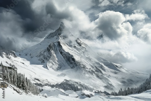 Chilly High mountain snow. Landscape winter nature. Generate Ai