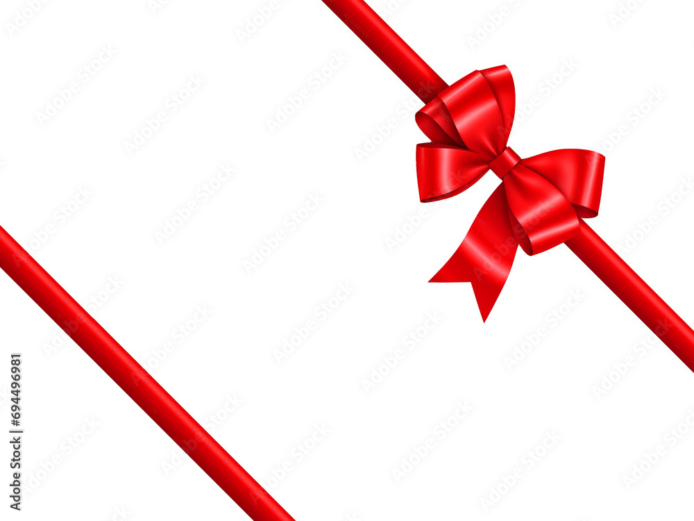 Red ribbon and bow, holiday decoration on isolated background Red ribbon and bow, holiday decoration on isolated background
