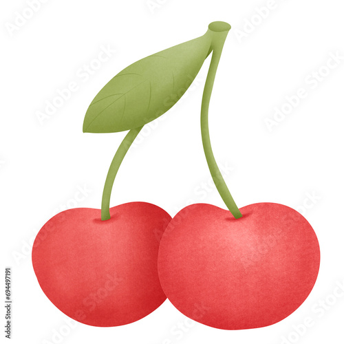 Cute pink red two cherries
