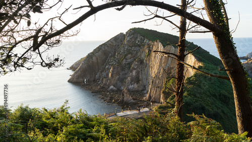 Paisaje de costa con la playa del Silencio en Asturias, España. photo