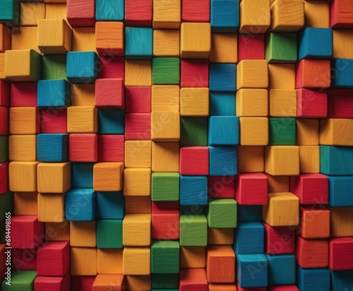 colorful background made of wooden blocks
