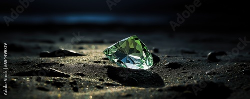 Beautiful shinning green diamond on the black background.