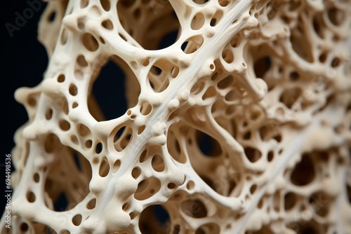 Image of healthy and osteoporotic bone. Generative AI