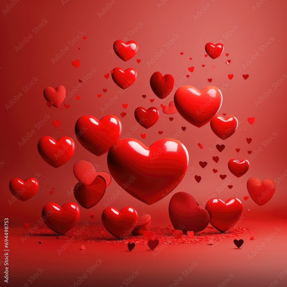 Red hearts for Valentine's Day: a symbol of love and romance Red hearts for Valentine's Day: a symbol of love and romance