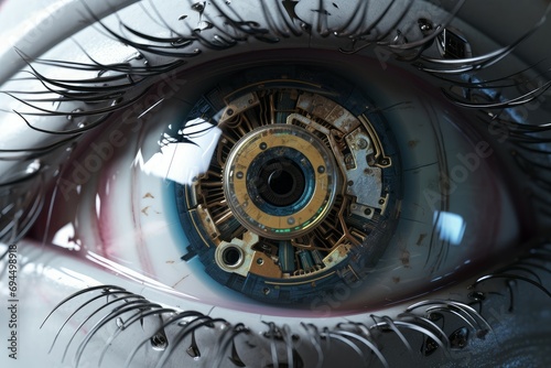 Human eye in robot. Digital futuristic. Generate Ai