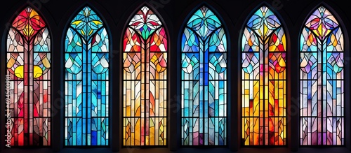 church windows made of colored glass photo