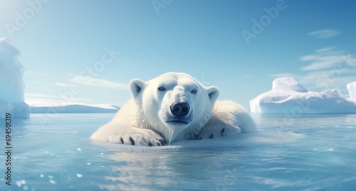 close up polar bear resting on ice floes