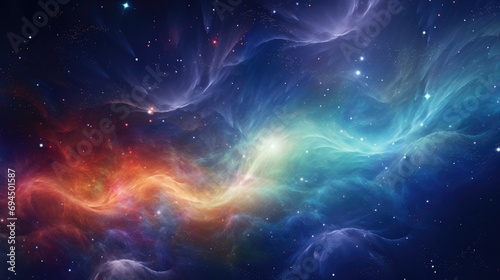 Vivid space background with swirling galaxies, stars, and ample copy space for text