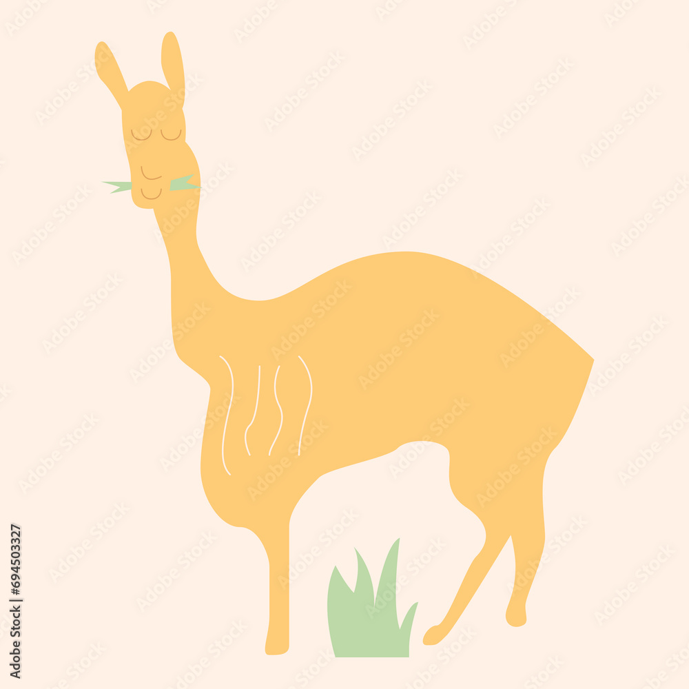 Llama cartoon cute alpaca. Lama animal vector isolated illustration. funny hand drawn art. Design for card, sticker , fabric textile, t shirt. Children, kid modern trendy style - obrazy, fototapety, plakaty 