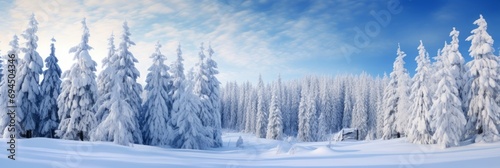 Beautiful Christmas trees covered with snow