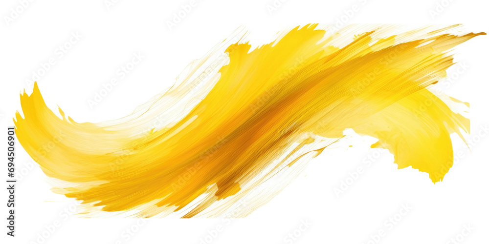 Yellow watercolor paint brush strokes isolated on white or transparent ...