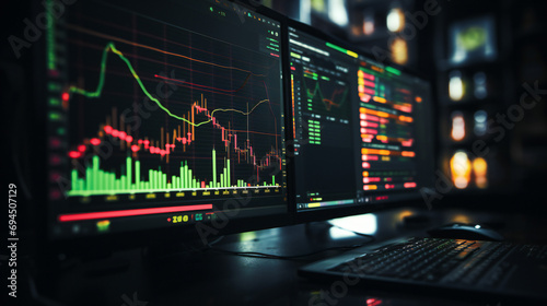 A Stock Market Exchange Trading Chart Shown On The Laptop Screen