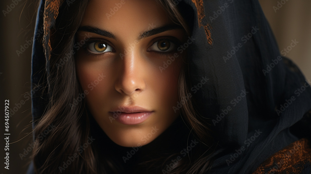 A captivating shot of a Persian woman, her eyes expressing a combination of mystery and sophistication. A captivating shot of a Persian woman, her eyes expressing a combination of mystery and sophistication.