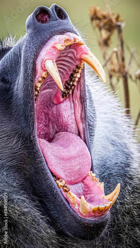 close up of an baboon