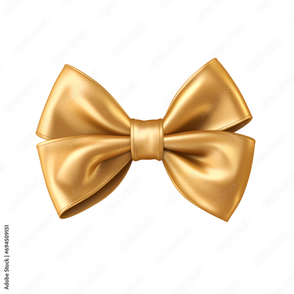 Yellow bow isolated on transparent background