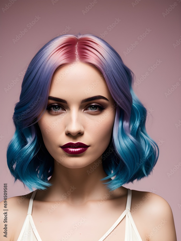 model with multi colored hair